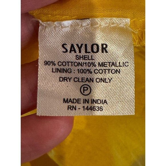 Saylor Dress Womens Small Yellow Cotton Flutter Sleeve V Neck Adrianne Mini - Picture 12 of 12
